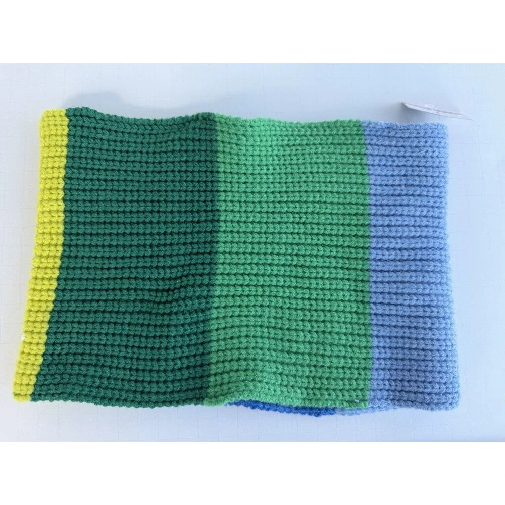 Striped Blue Neck Warmer One Size Tube Scarf Outdoor Gaiter Knit Colorful Kohls